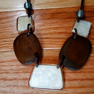Summer dress necklace!! Mother of pearl & wood